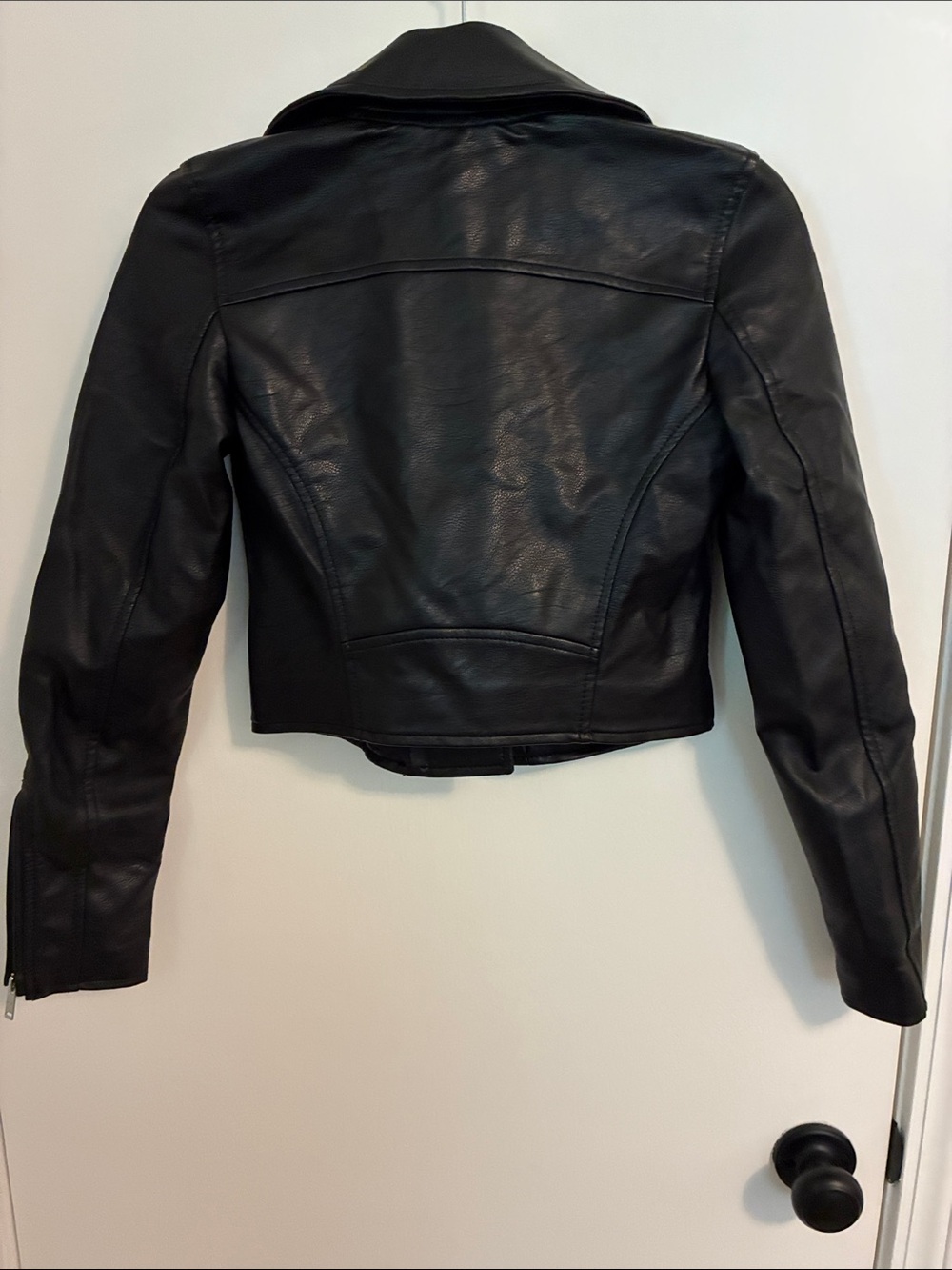 Abercrombie & Fitch NWT Black vegan Leather Moto Jacket size xxs - Picture 4 of 4